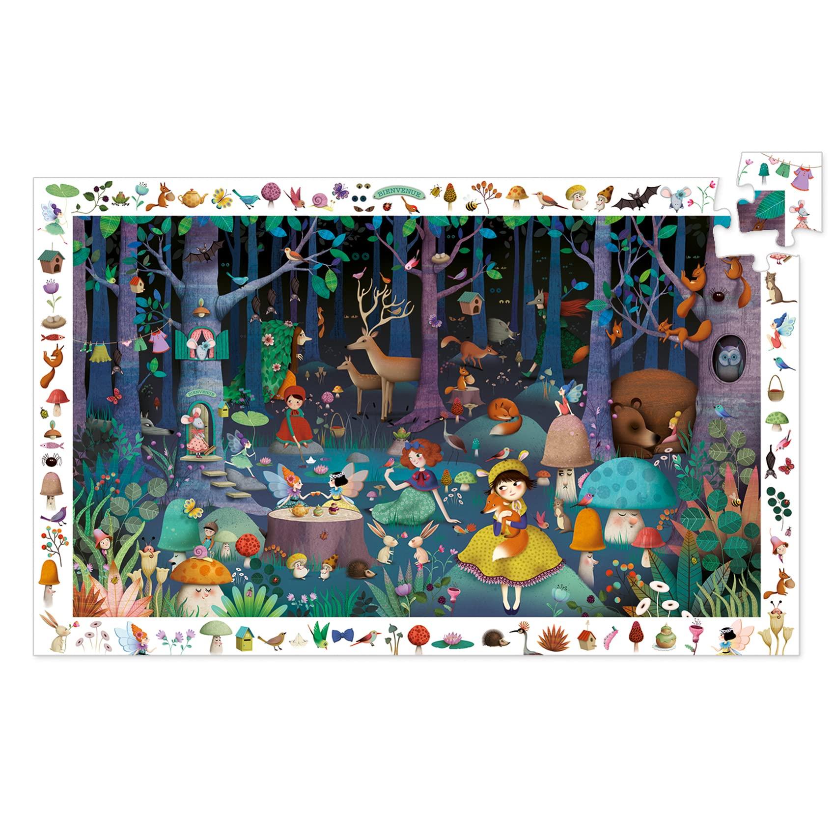 

DJECO Enchanted Forest Observation Jigsaw Picture Search Hidden Educational Montessori for Girls Ages and Perfect as a Gift for Elementary School or
