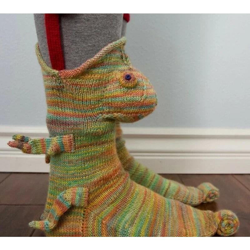 1 Pair  New Knitted Crocodile Socks Autumn Winter Women Cute Cartoon Floor Warm Socks Christmas Funny Socks Breathable