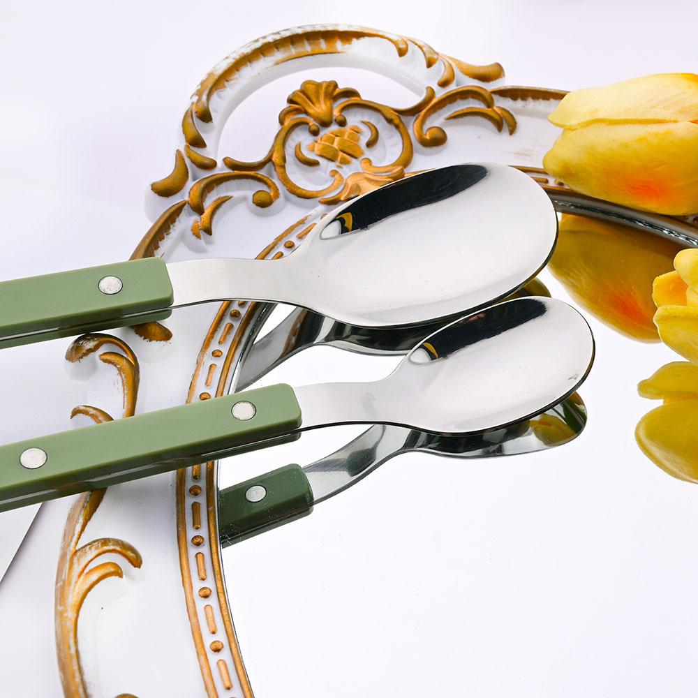 4/16 Stück Acrylgriff Messer Gabel Set Edelstahl Abendessen Besteck Set Grün Silber Westliches Geschirr Heimküche Besteck