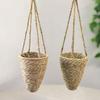 Handwoven Rope Hanging Planters Decorative Wall Basket Cattail Texture Suitable for Wall Decor and Storage Solution