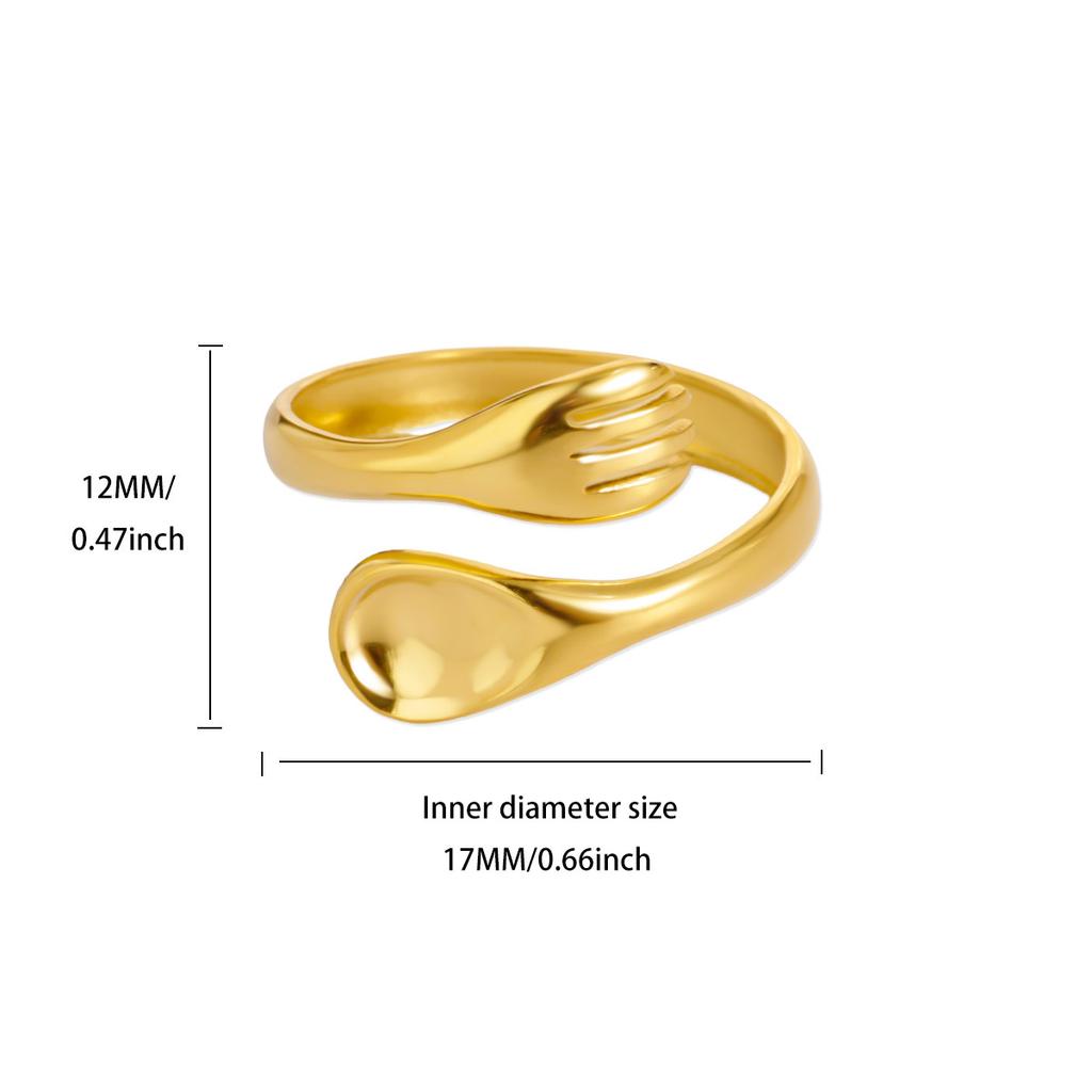 Stainless Steel Gold-plated Geometric Star Flower Ring High-end Sense Niche Ring Titanium Steel Hand Jewelry Women