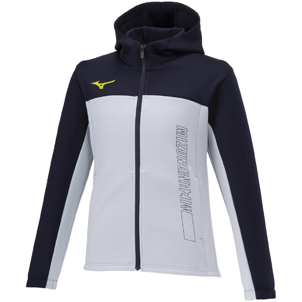 Mizuno Stretch Sweat Training Size Deep Blue Size 160 Kids' Full-Zip Hoodie, Wear, 32JCA952, Navy/Pearl Heather,