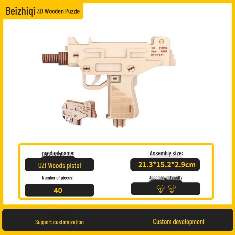 CSGO Wooden Folding Claw Knife & Burst-Fire Toy Gun DIY Puzzle Block Set