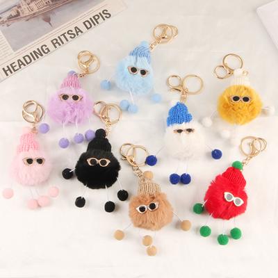 Fluffy Hanging Design Nice-looking Furry Pompom Keychain Decor Girl