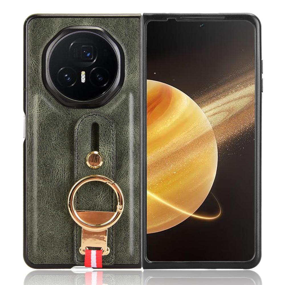 

Чехол для Honor Magic V3 5G Кожа+ПК+ТПУ Браслет Чехол с кольцом-открывалкой для бутылок Green