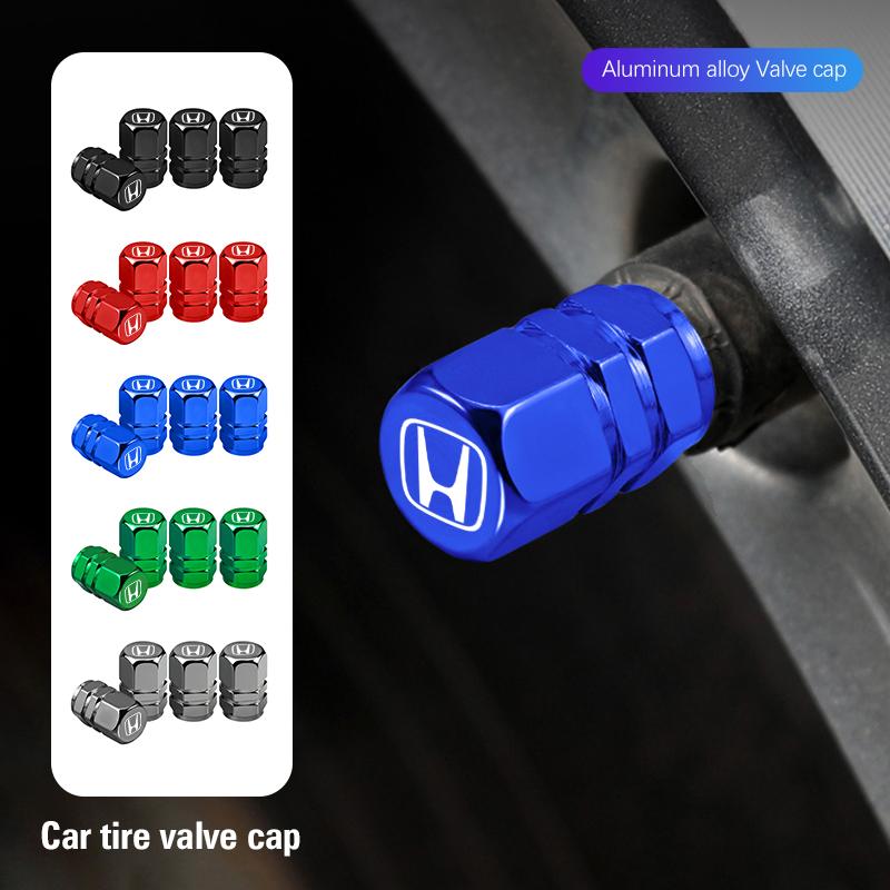 4Pcs Aluminum Alloy Car Tire Valve Cap Auto Accessories For Honda Civic Fit Jazz Accord Pilot CRV Odyssey Passport City Shuttle