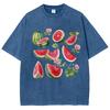 Cartoon Watermelon Fruit Print Women's T-Shirt Loose Fashion Wash Short Sleeve Summer Casual Top Tee