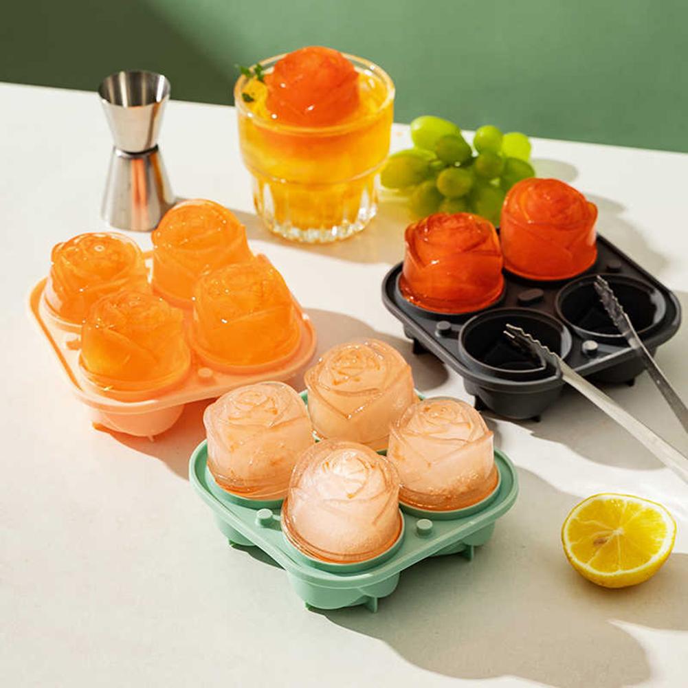 Matrițe de Gheață Trandafir 3D Tăvi Mari pentru Cuburi de Gheață Fac 4 Forme Gigant Căutate de Flori