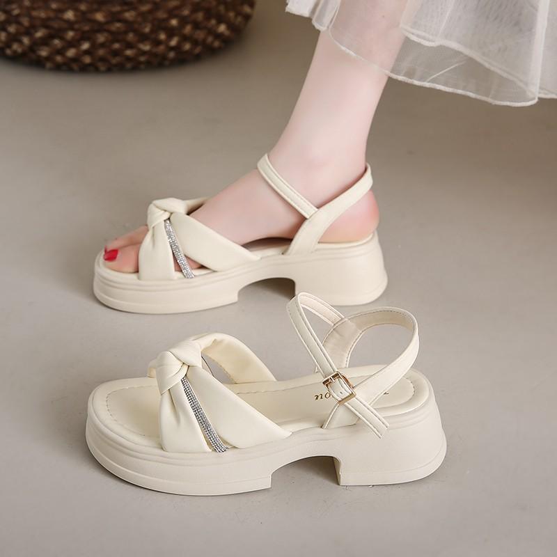 

Fairy style with skirt platform Roman sandals women s 2025 new summer French thick heel beach sandals size 34 34
