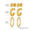 18K Gold Plated Stainless Steel Hoop Earrings, Hypoallergenic Ball Studs For Multiple Piercing Stack Women 3pcs in One Set