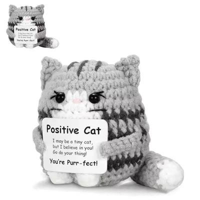 Carton Yarn Crochet Cat Doll Handmade Knitted Cute Handmade Knitted Doll Crochet Positive Energy Cat Doll Home Decoration