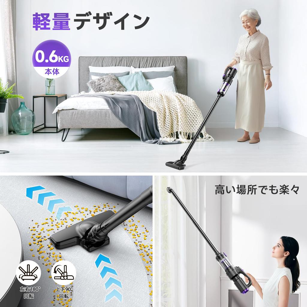 Bivark Cordless Vacuum Pa Super Powerful Suction Industry Inflates 32 Minutes of Continuous Stick Vacuum with LED Low Futon Compatible with Floats and