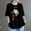 Women Summer Flower Embroidery Short Sleeve Casual T-shirts