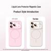 iPhone 17 Pro Max Liquid Silicone Magnetic Phone Case with Ring and Mirror Drop Protection