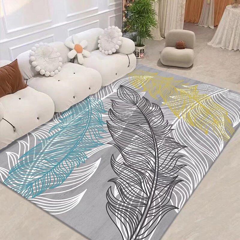Light Luxury Feather Carpets for Living Room Soft Flannel Decoration Home Rug Modern Style Rugs for Bedroom Non-slip Floor Mats