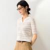 Women's Mulberry Silk Blend Hollow Knit Polo Top