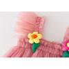 Children's New Children's Dress Three-dimensional Flower Flying Sleeve Dress Flower Child Mesh Shaggy Dress Girls Slip Dress