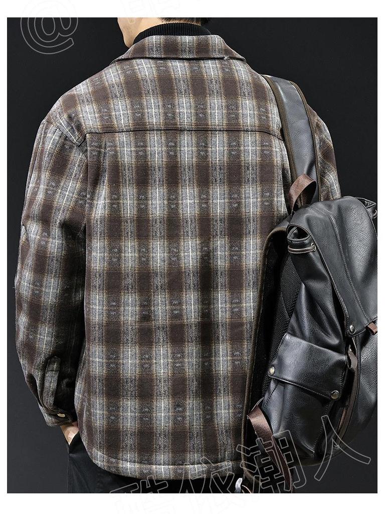 Amerikanische Retro Karomuster Herren Daunenjacke: Winterkollektion 2025 - Warme High-End-Oberbekleidung mit Revers