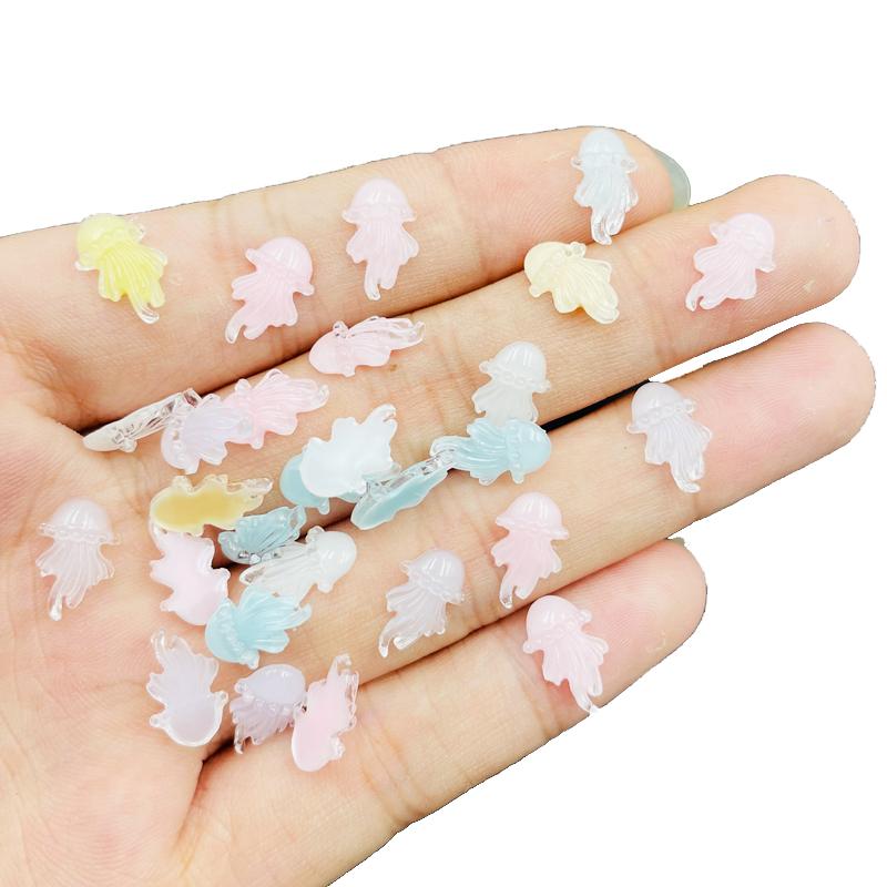 100 Pcs New Cute Mini Kawaii Color Little Goldfish Resin Figurine Crafts Flatback Cabochon Ornament Jewelry Making Hairwear K38