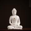 Keramik Shakyamuni Buddha Statue - Wohnzimmer Kunstwerk mit den Drei Heiligen und Lichtkreis Design