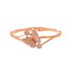 Vintage Full Paved Stone Butterfly Flower Bangle Dual Hollow Curved Band Snap Clasp Floral Insect Statement Wrist Jewelry for Women