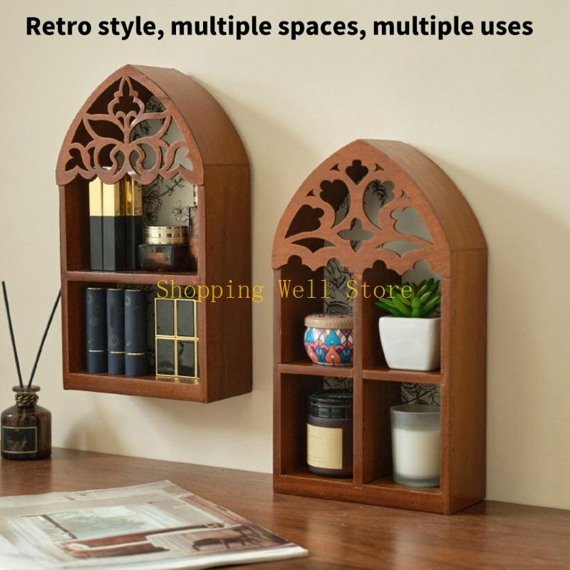 KX4B MultiLayer Wall Shelf French Quatrefoils Frame Precise Carveds Home Decors