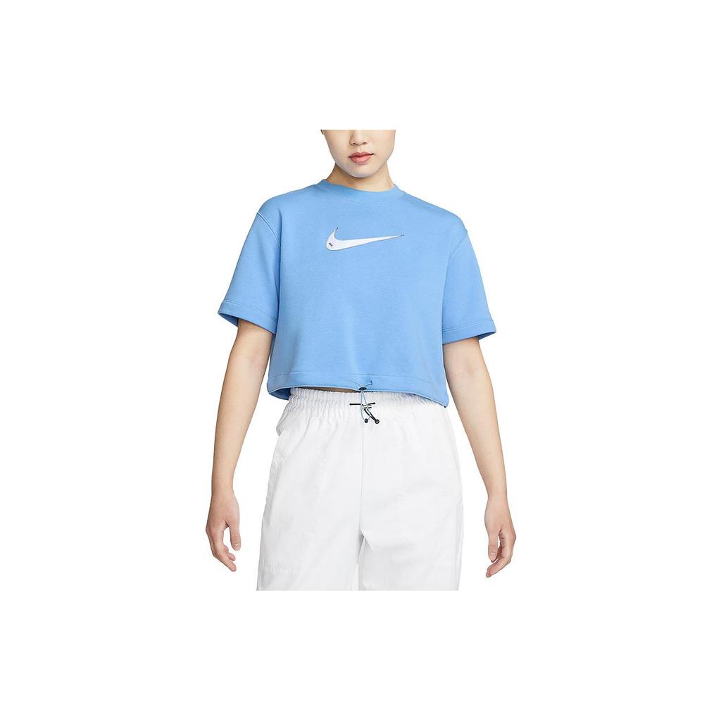 New Nike Sportswear Swoosh Women's Short-Sleeve Crop Top Blue DM6745-412