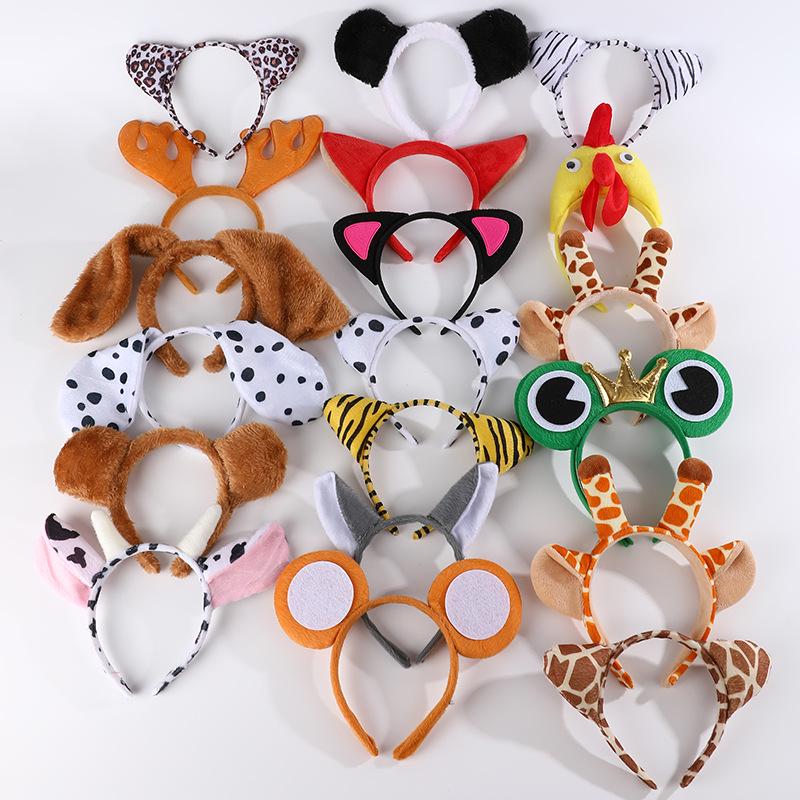 Zodiac Animal Horn Headband: Cow, Rabbit, Tiger, Dog, Cat, Wolf, Devil. Perfect for Costumes and Performances.