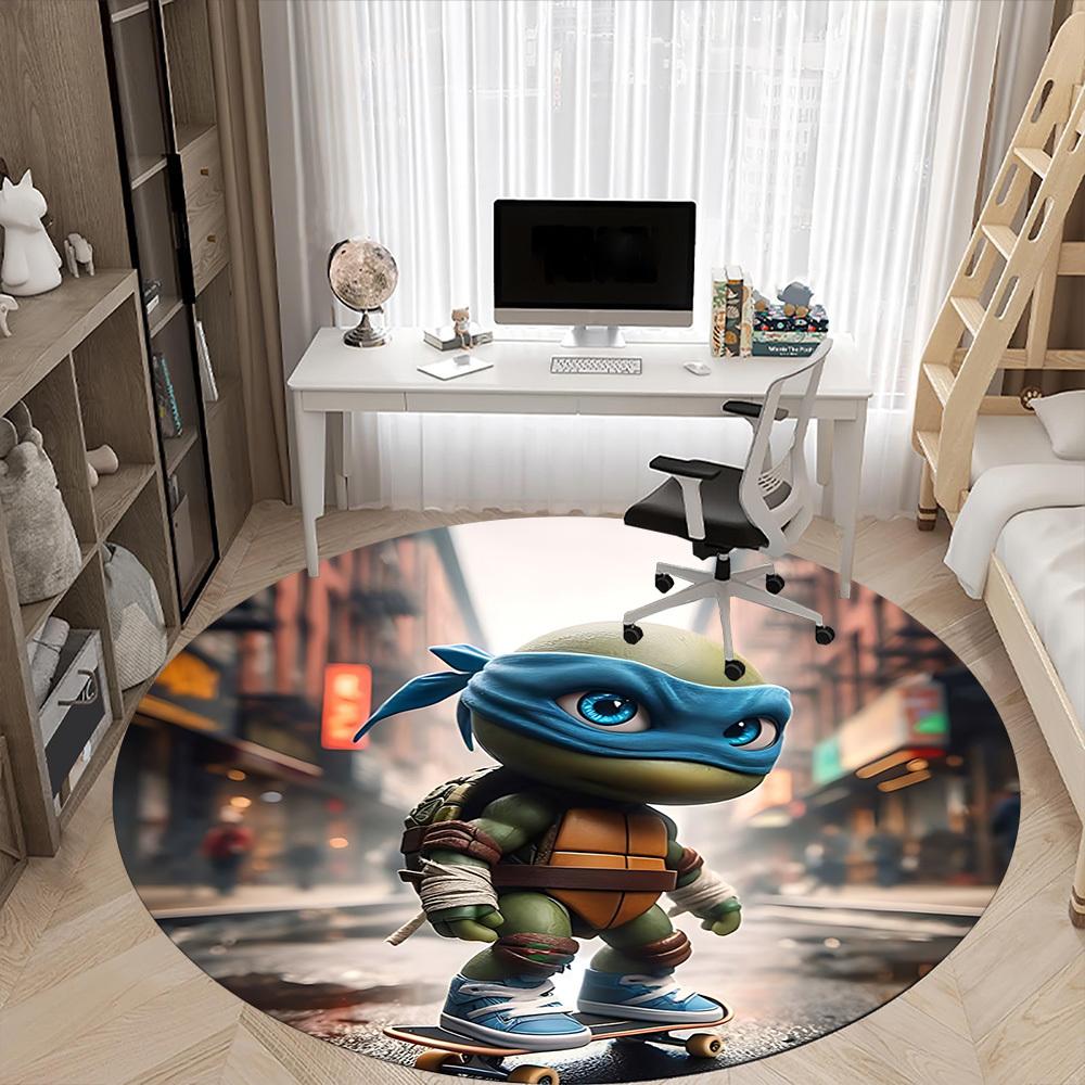1pc Ninja Turtles Chair Carpet for Office Non-Slip, Soft & Comfortable, Carpet for Office, Gaming, Lightweight Round Floor Mat