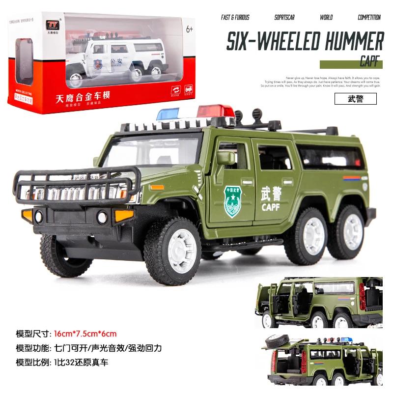 1:32 High Simulation Hummer Lengthen Polices Car Model Diecast Toy Vehicles Alloy Toy Car Kid Toys Christmas A201