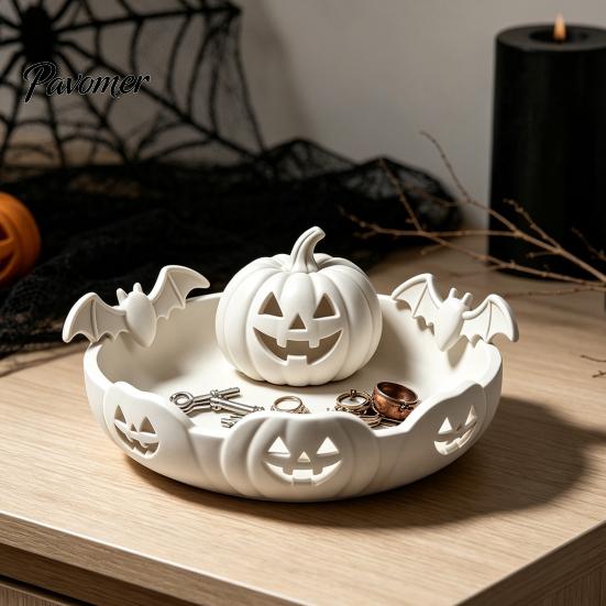Unique Holiday Gift for Friends 3D Printed Pumpkin Jewelry Holder, Spooky Halloween Trinket Tray Keys, Party Table Centerpiece Rings, Earrings,