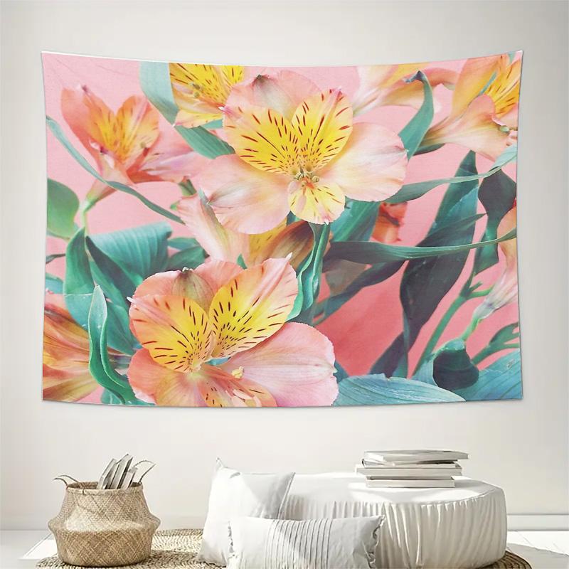 Blumen-Wandteppich Botanische Wanddekoration Blumen-Wandkunst Natur-Ästhetik Raumteiler Böhmische Dekoration Schlafzimmer-Kulisse