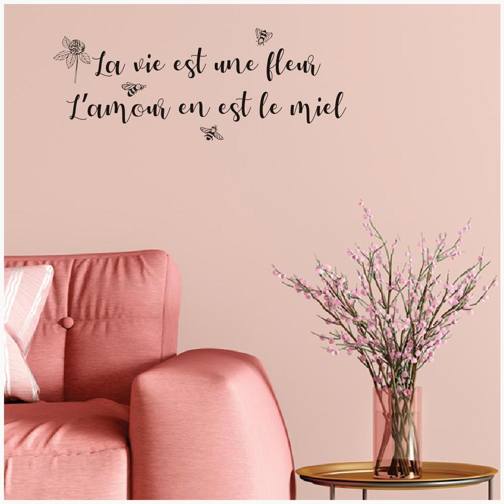 Les Trésors De Lily [R6018] - Planche de stickers 'La Vie est une fleur- l'Amour en est le miel' abeille - 20x70 cm