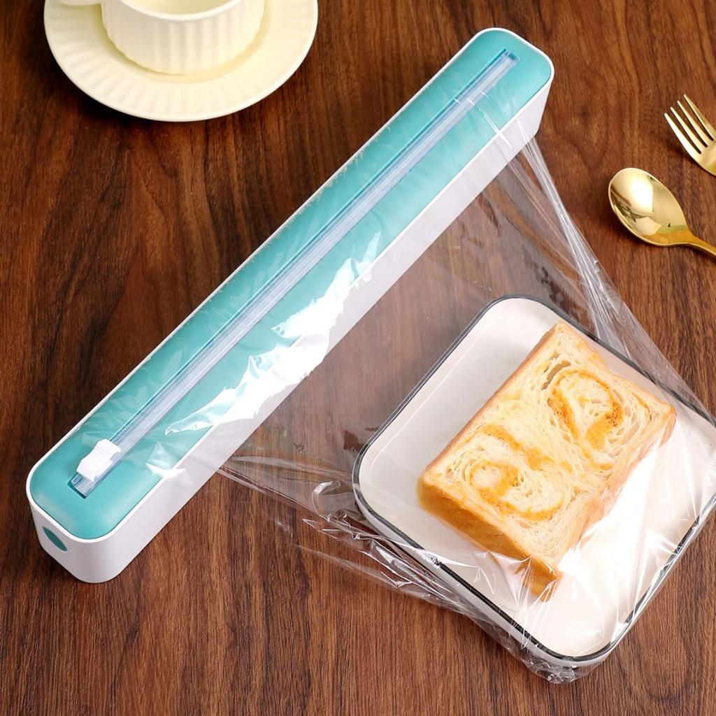Household Kitchen Wrap Dispenser with Foil & Cling Film Cutter Box, Fresh Bag