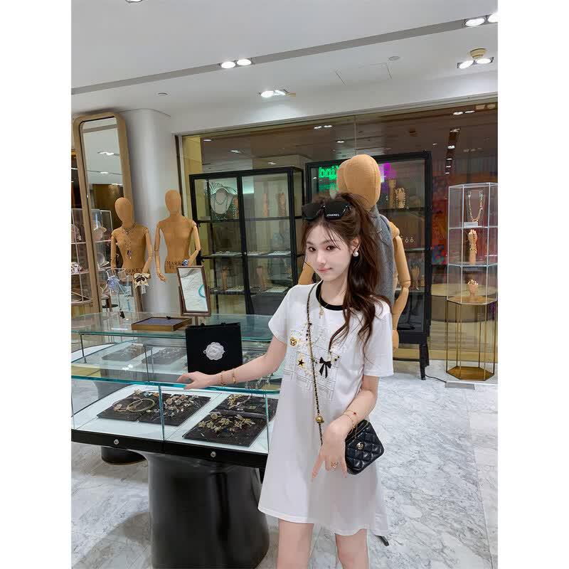 Women s Rabbit Color Block Summer Mini Dress L