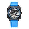 Square Dial Automatic Tourbillon Watch for Men Mechanical Skeleton Tourbillon Mens Watches Rubber Strap Top Brand Luxury
