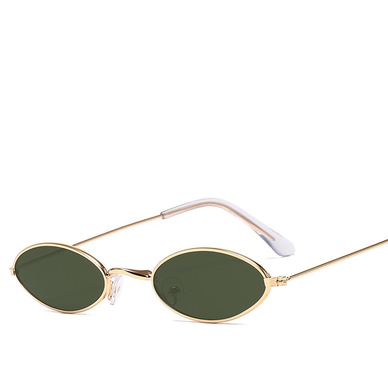 Retro Stil Oval farbige schlanke Sonnenbrille kleinen Metallrahmen flache
