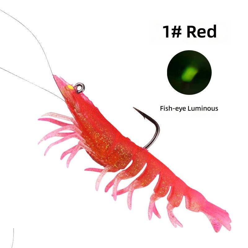 Lead Weighted Shrimp Lure Soft Bait Noctilucent Prawn Artificial Bait for Snakehead Black Fish (as the picture,Standard&8cm/8g)