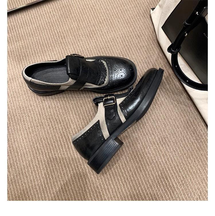 Grape mother autumn new fashion platform small leather shoes women washed horse leather pattern British style uniform loafers women