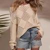 2025 Autumn New Collection, Women's Wear, Hollow Out, One Piece Neck, Off Shoulder Long Sleeve, Knitted Sweater, Flaw Design, Creative Sweater