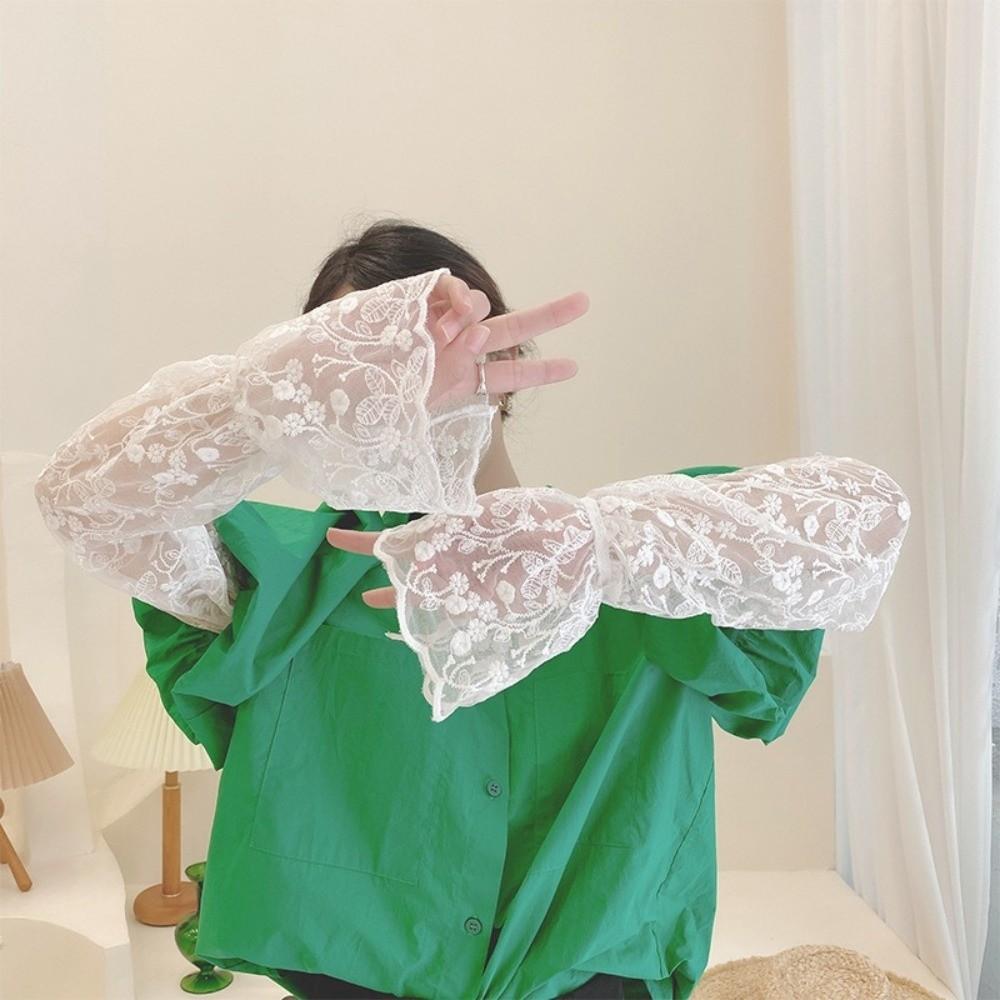 Hollow Sun Protection Cover Elastic Sunscreen Arm Sleeve Breathable Ice Silk Sleeves Girl
