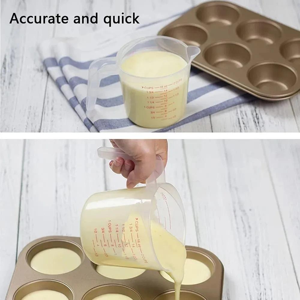 1/3pcs Baking Liquid Measuring Cups PVC Scale Cup Plastic Measuring Volume Beaker Kitchen Baking Tools 250/500/1000ml