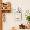 Switch Decal Removable Plants Flower Sticker, Decorative Green Leaf Floral Bunny Light Paint Safe Sticker Socket Decal, DIY Art Murals for Kids Girls