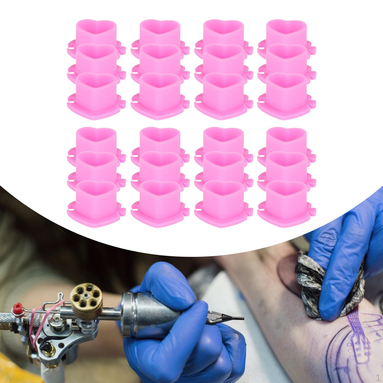 

200 шт. чернильниц в форме сердца, колпачки для чернил, удобные с держателем для базовых пигментных колпачков розовый