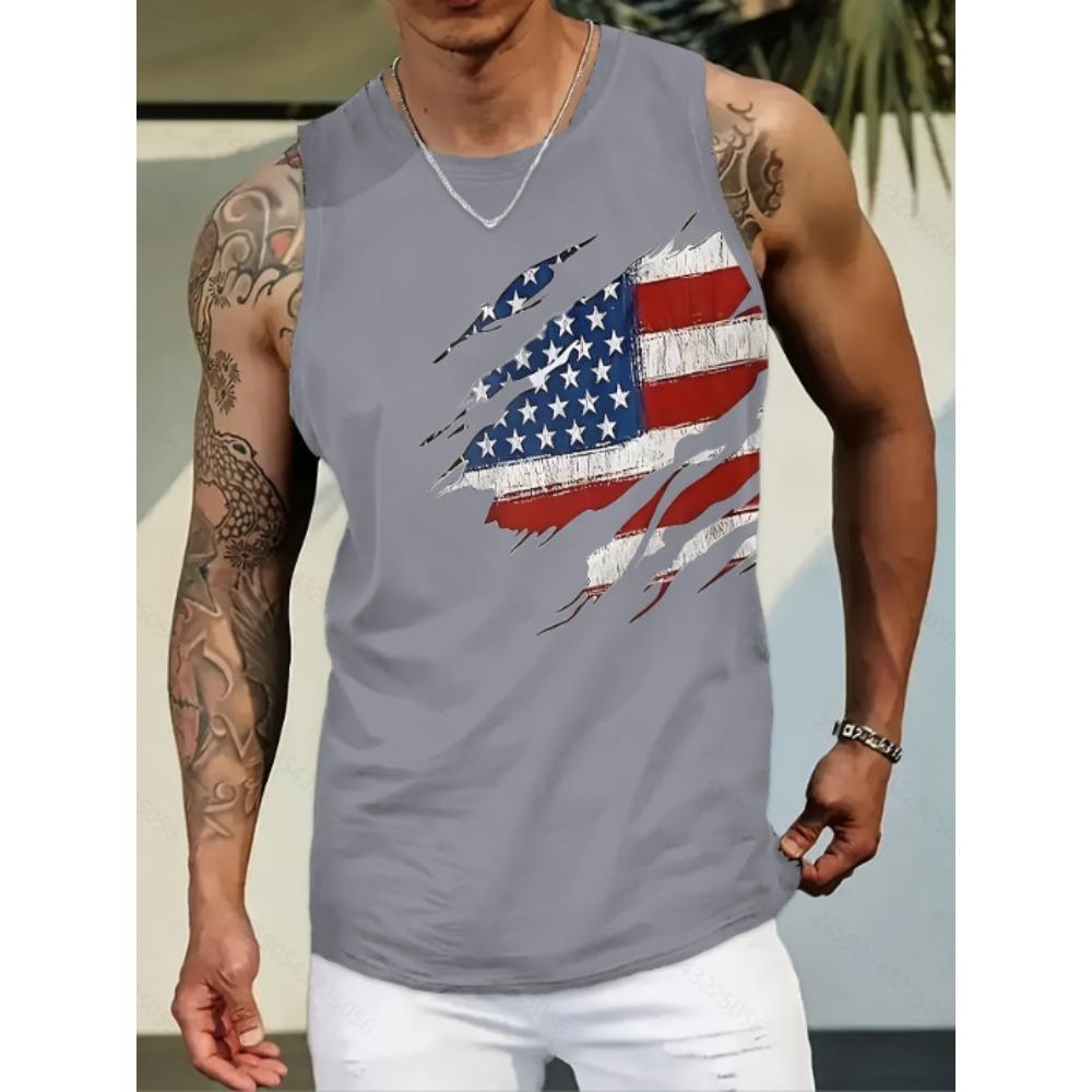 New Fashion Casual Versatile High-quality Graffiti Style Men's Round Neck Vest Outdoor Sports Fitness Comfortable Breathable Vest