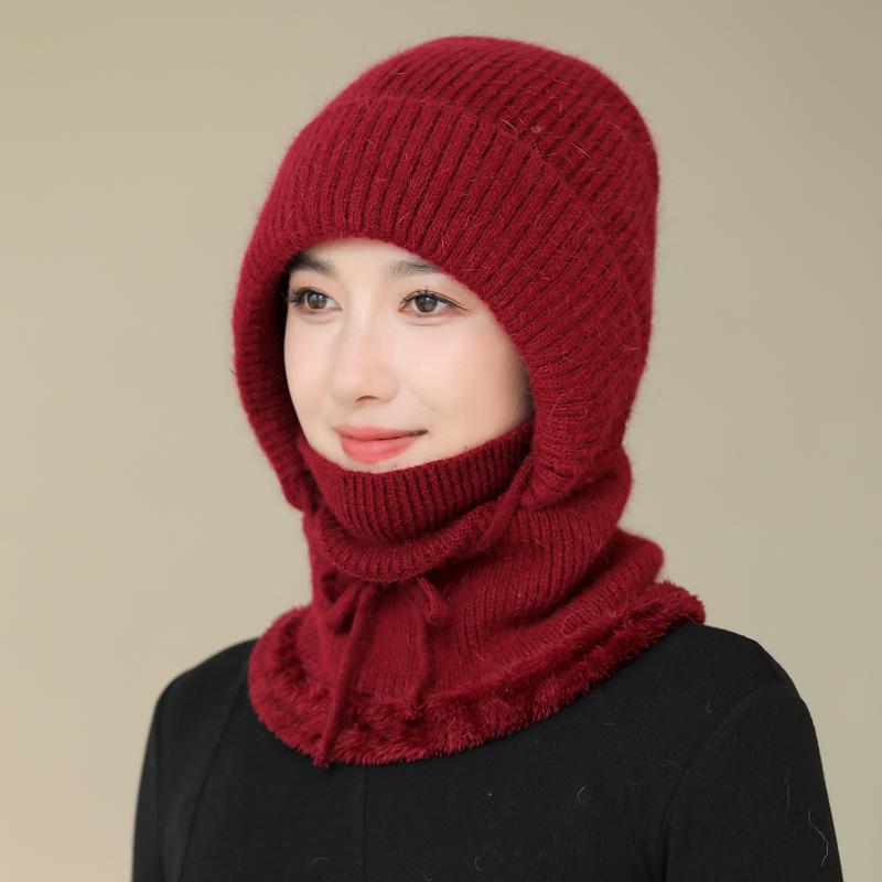 

Новые женские зимние шапки из меха кролика, сохраняющие тепло, шапки для женщин, ветрозащитные, утепленные, утепленные, шапки-балаклавы 55cm-60cm вино красного