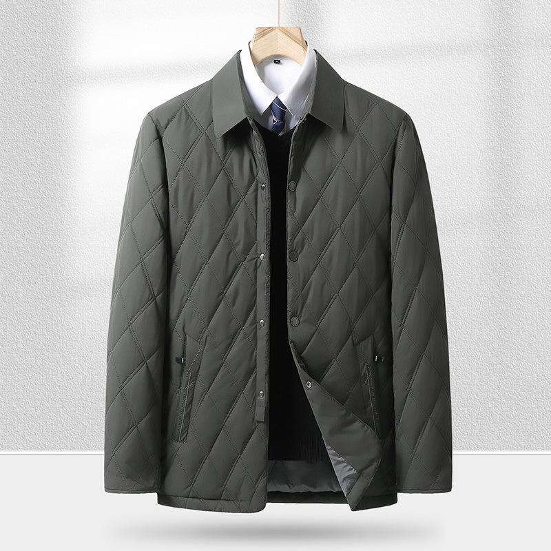 Jaqueta de Penas Masculina Espessa Quente Casual de Negócios - Corta-vento Outono/Inverno com Lapela