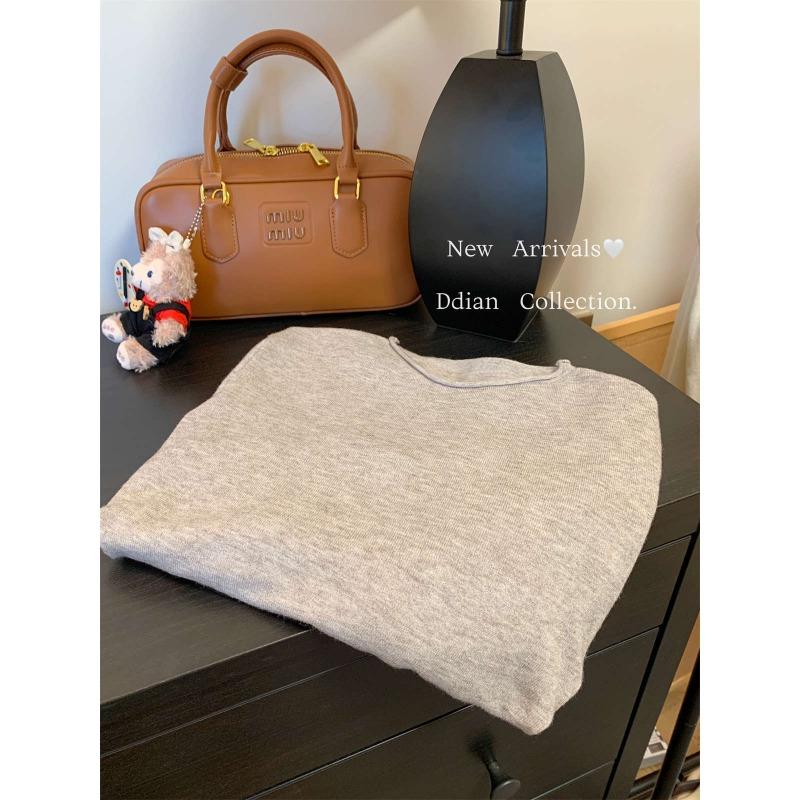 Simple round neck basic knitted bottoming shirt women's autumn and winter casual loose inner top curled sweater