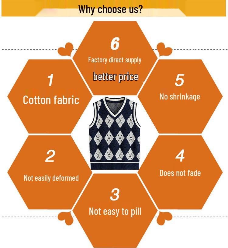British Style Autumn/Winter Knit Vest for Primary and Secondary School Students