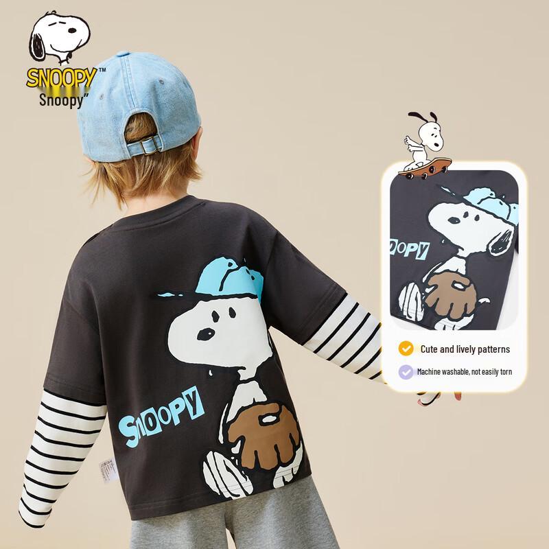 Snoopy Boys' Faux Two-Piece Long-Sleeve T-Shirt